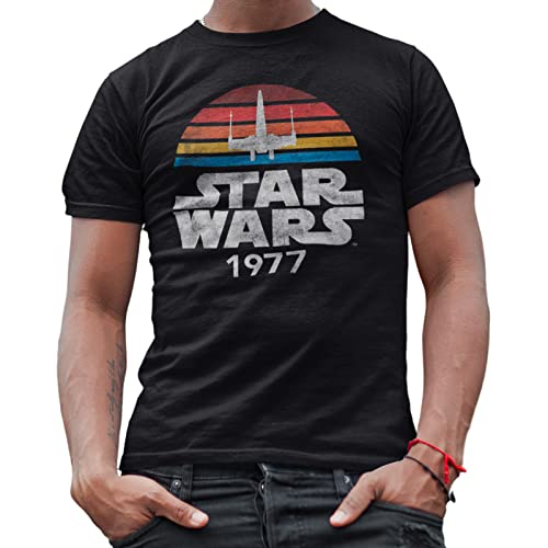 STAR WARS 1977 Logo Rainbow X-Wing Herren T-Shirt Erwachsene, Premium Black, 3X-Groß von Star Wars