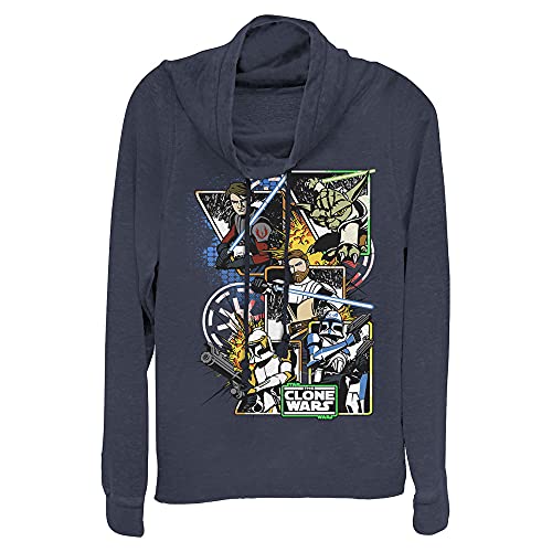 STAR WARS Clone Wars Royal Flush Damen Pullover Langarm Wasserfallkragen, Marineblau, M von Star Wars