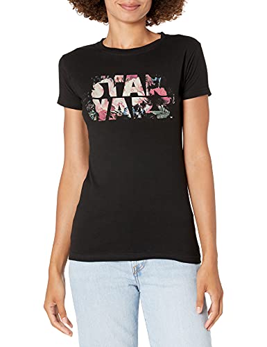 STAR WARS Damen Logo Antike Blumen Rundhals Grafik T-Shirt, schwarz, Mittel von Star Wars