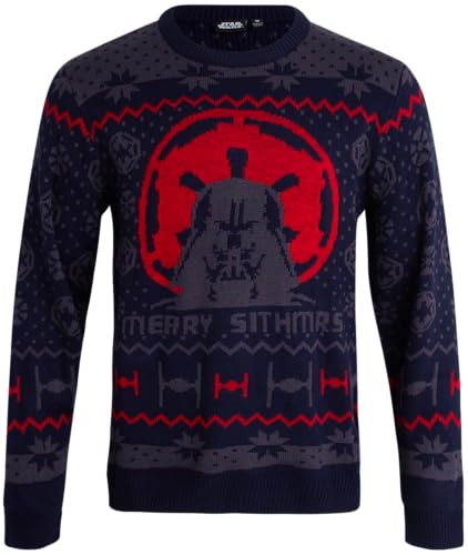 STAR WARS Hässlicher Weihnachtspullover für Herren – Herrenpullover mit Rundhalsausschnitt – Darth Vader Pullover für Herren (Größe S-XL), Darth Vader Black, Klein von Star Wars