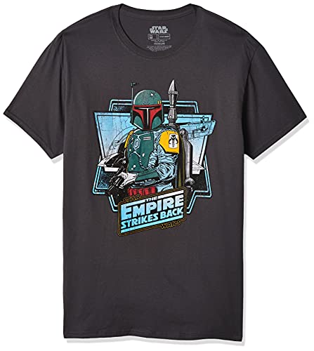 STAR WARS Herren Empire Strikes Back Boba Fett T-Shirt, Dunkelgrau, Mittel von Star Wars