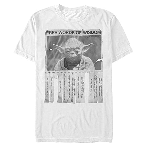 STAR WARS Herren Words of Wisdom T-Shirt, Weiß, Mittel von Star Wars