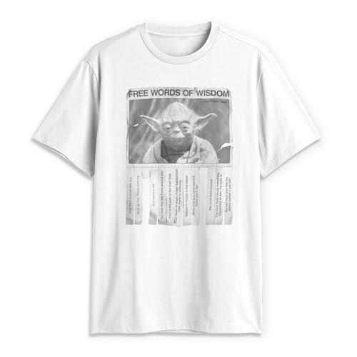 Star Wars Herren Words of Wisdom T-Shirt, Weiß, XL von Star Wars