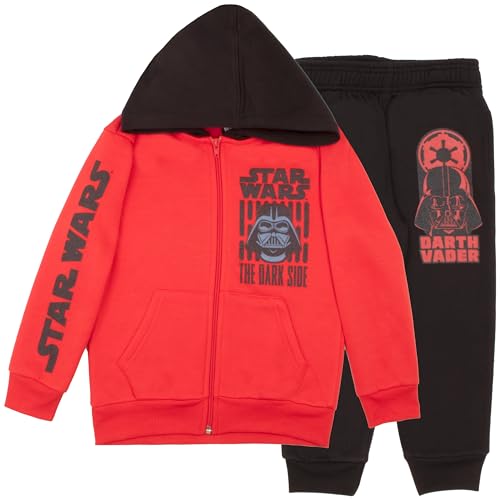 STAR WARS Passende Sets für Jungen Darth Vader Pullover Hoodie und Jogger Fleece Set für Jungen 2-teiliges Set, rot / schwarz, 5-6 von Star Wars