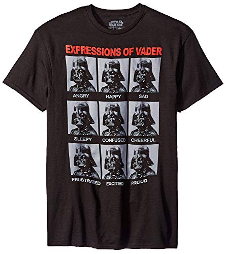 STAR WARS The Many Expressions of Darth Vader Herren T-Shirt, Schwarz, Mittel von Star Wars