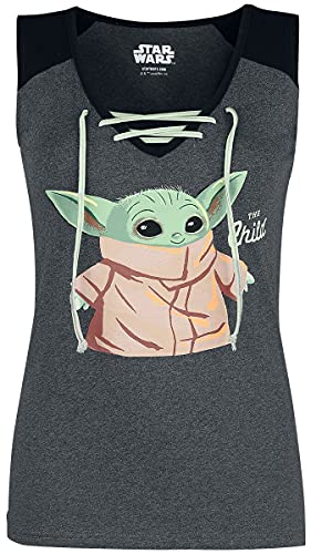 Star Wars Baby Grogu Frauen Top grau meliert/schwarz L von Star Wars