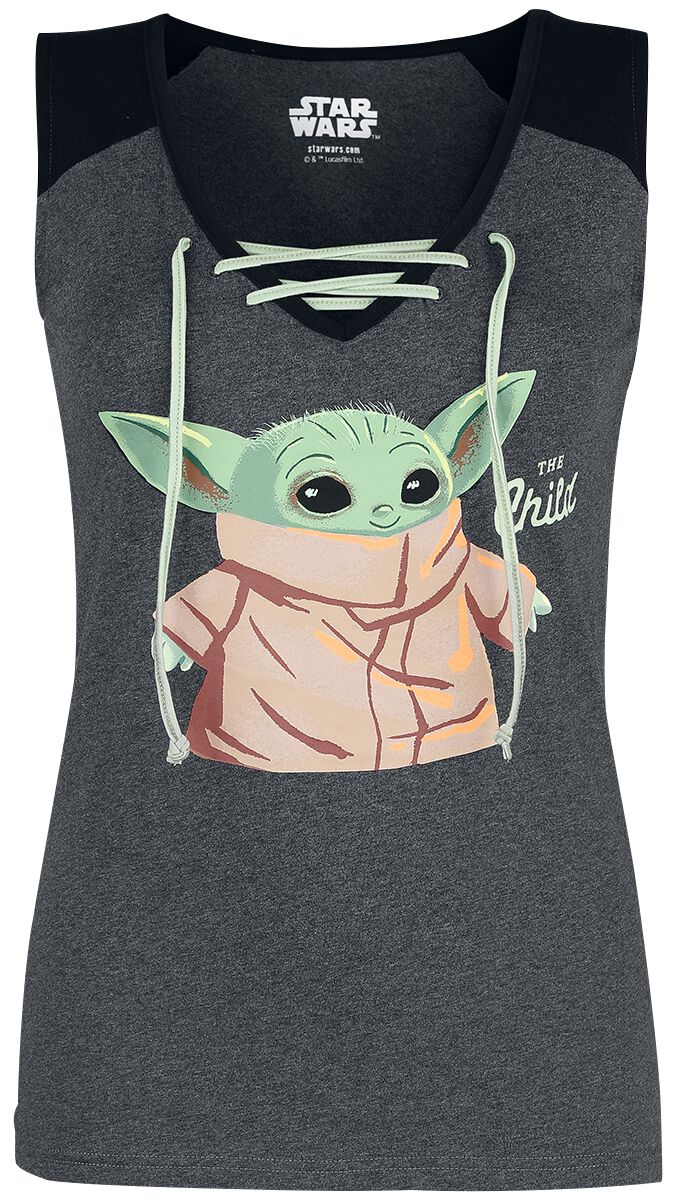 Star Wars Baby Grogu Top grau meliert schwarz in L von Star Wars