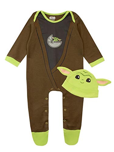 Star Wars Baby Jungen Schlafstrampler und Hut gesetzt The Mandalorian Baby Yoda Mehrfarbig 74 von Star Wars
