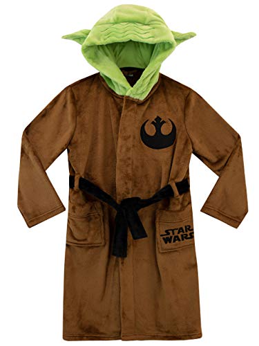 Star Wars Bademäntel | Yoda Kinderbademantel Für Jungs | Fleece Morgenmantel Braun 122 von Star Wars
