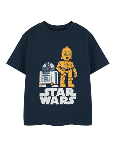Star Wars Blaues Grafik-T-Shirt für Jungen | R2-D2 & C-3PO Kurzarm-T-Shirt | Droidenbekleidung für Kinder | Offiziell lizenzierte Filmware | Sci-Fi-Grafik-Top für Kinder von Star Wars