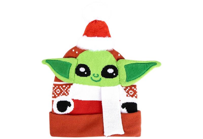 Star Wars Bommelmütze Grogu Weihnachtsmütze mit 3D-Ohren Kinder Strickmütze Einheitsgröße von Star Wars