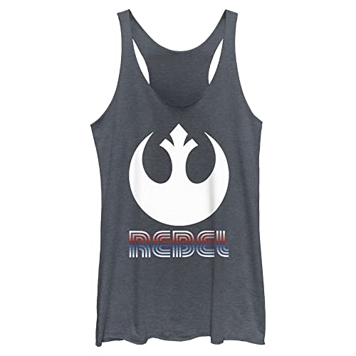 STAR WARS Damen Gestreiftes Rebellen-Emblem Hemd, Marineblau meliert, Mittel von Star Wars