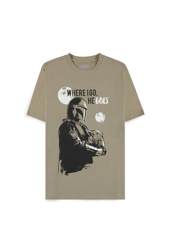 Star Wars - Disney T-Shirt - The Mandalorian - Wherever I Go - S bis XXL - für Männer - Größe XL - sand  - Lizenzierter Fanartikel von Star Wars