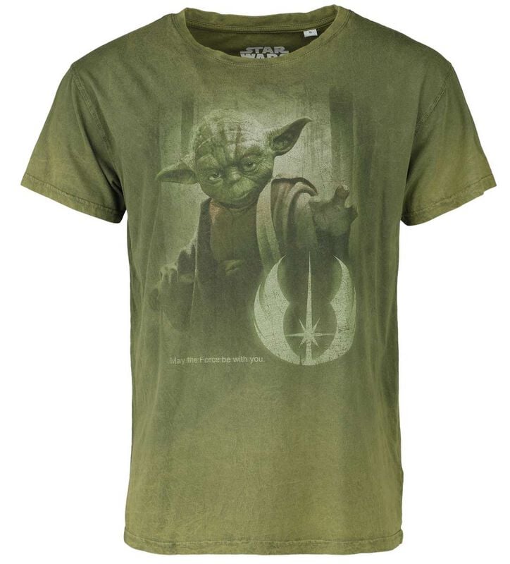 Star Wars - Disney T-Shirt - Yoda - May The Force Be With You - S bis 3XL - für Männer - Größe S - grün  - Lizenzierter Fanartikel von Star Wars