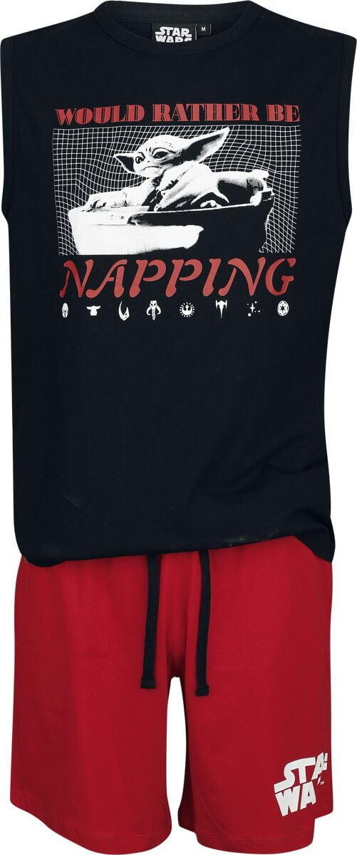 Star Wars Grogu - Would Rather Be Napping Schlafanzug schwarz rot in L von Star Wars