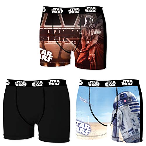 Star Wars Herren Boxershorts, R2D2, Chewbacca, Darth Vader, T-Fighter, Druide BB8 (M/5/48, Dreierpack No.2) von Star Wars