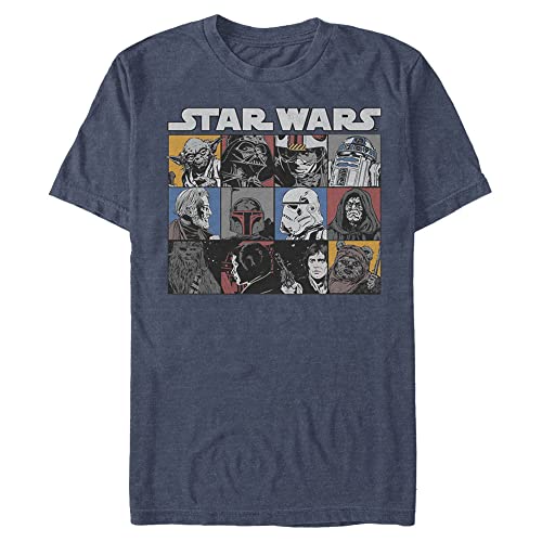 STAR WARS Herren Comic-Streifen, rechteckig T-Shirt, Marineblau Heather, 4XL von Star Wars