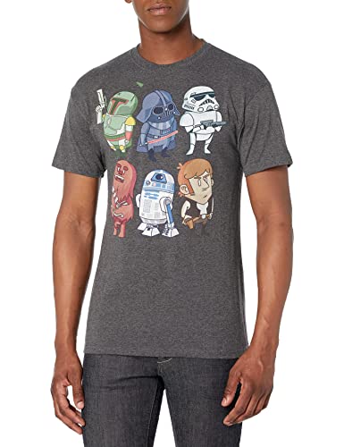 STAR WARS Herren Doodles Grafik T-Shirt, Dunkelgrau meliert, XL von Star Wars