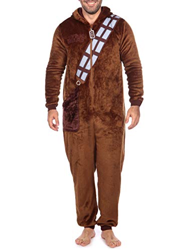 Star Wars Herren Onesie | Chewbacca Kostüm Fleece Schlafanzug | Schlafoveralls für Herren Braun Medium von Star Wars