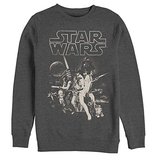 Star Wars Herren Poster-Crew Fleece Sweatshirt, Char Htr, XXX-Large von Star Wars