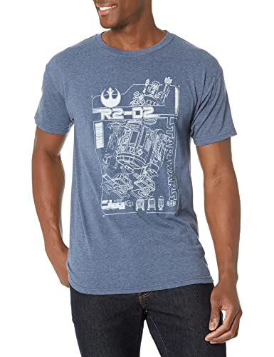 STAR WARS Herren R2 Schematisches T-Shirt, Marineblau meliert, XX-Large von Star Wars