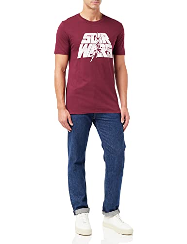Star Wars Herren Retro Logo T Shirt, Rot (Burgundy Blue), L EU von Star Wars
