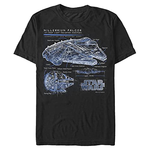 Star Wars Herren Sketchmatic Falcon T-Shirt, schwarz, 4XL von Star Wars