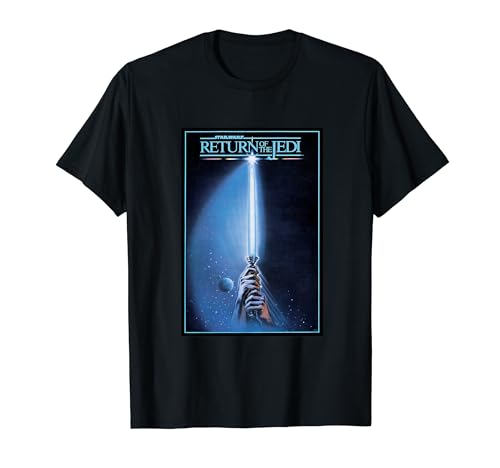 Star Wars Herren Star Wars Return of the Jedi Lightsaber Movie Poster T Shirt, Schwarz, S EU von Star Wars