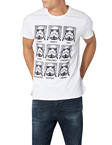 Star Wars Herren Trooper Emotions T-Shirt, Weiß, (Hersteller Größe: Large) von cotton division
