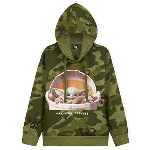 Star Wars Hoodie Jungen, Kleid Langarm Baby Yoda Sweatshirt Jungen, 100% Baumwolle Camo Kapuzenpullover Kinder, Teenager und Jungen Pullover 7-15 Jahre (Grün, 11-12 Jahre) von Star Wars