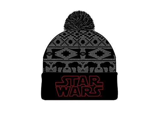 Star Wars Imperial Vehicles Fair Isle Embroidered Logo Jaquard Knit Beanie Hat Cap Black von Star Wars