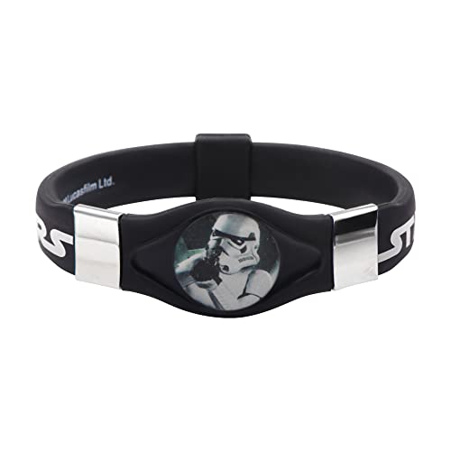 Star Wars Jewelry Herren-Armband aus Stahl und schwarzem Silikon, 17,8 cm von Star Wars