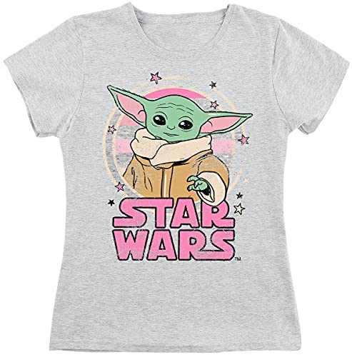 Star Wars Kids - Starry - Grogu Frauen T-Shirt hellgrau meliert 140 von Star Wars