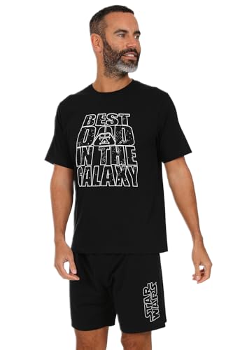 Star Wars Kurzes Pyjama-Set für Herren mit Aufschrift "Best Dad in the Galaxy", Schwarz , L von Star Wars