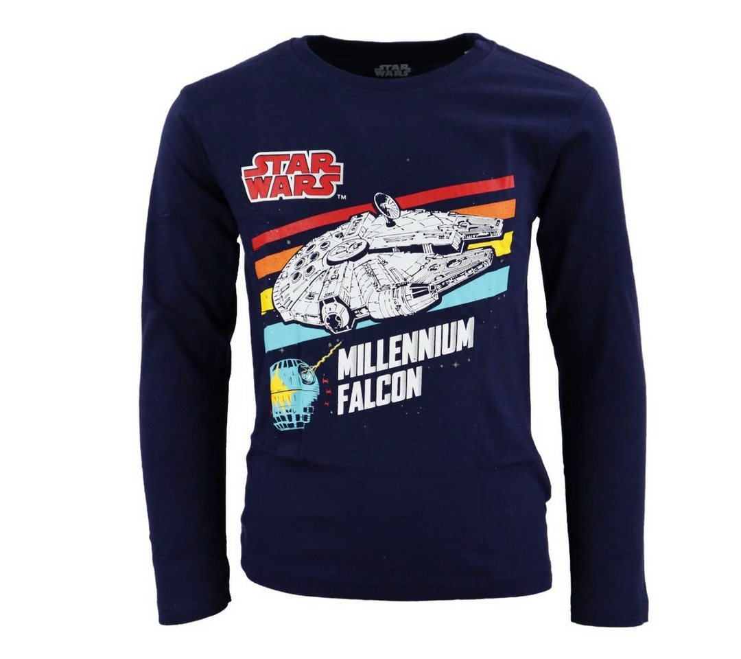 Star Wars Langarmshirt Star Wars Millennium Falcon Kinder Jugend langarm Shirt Gr. 134 bis 164, 100% Baumwolle von Star Wars