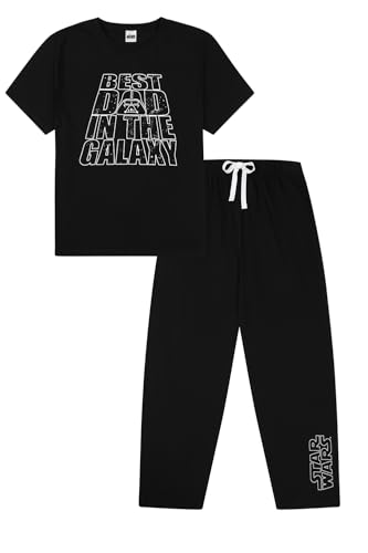 Star Wars Langes Pyjama-Set für Herren mit Aufschrift "Best Dad in the Galaxy", Schwarz , XL von Star Wars