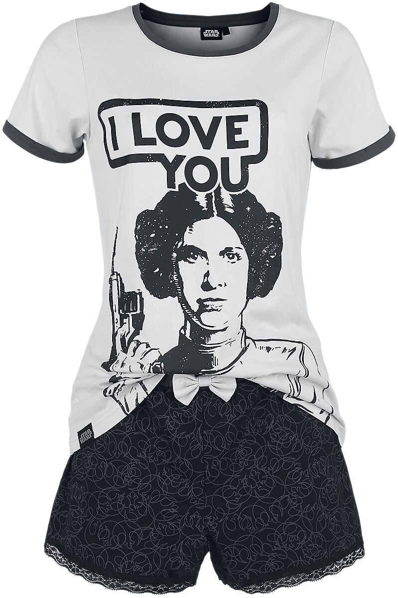 Star Wars Leia Organa - I Love You Schlafanzug grau schwarz in XL von Star Wars