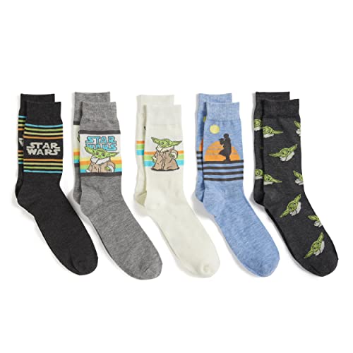 STAR WARS Herren The Mandalorian Crew, 5er-Pack Lässige Socken, Grau Sortiert, 43-47 EU von Star Wars