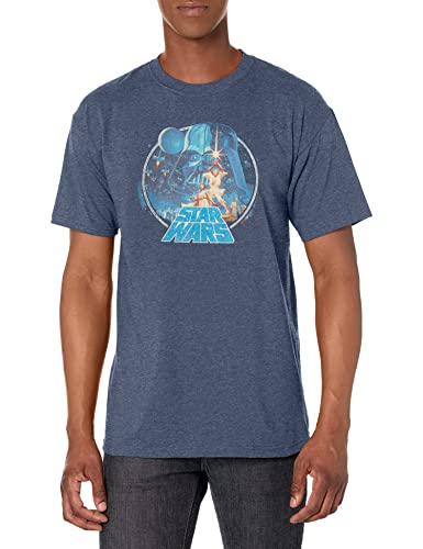 Star Wars Men's Classic Scene Circle T-Shirt - Navy Blue Heather - 2X Large von Star Wars