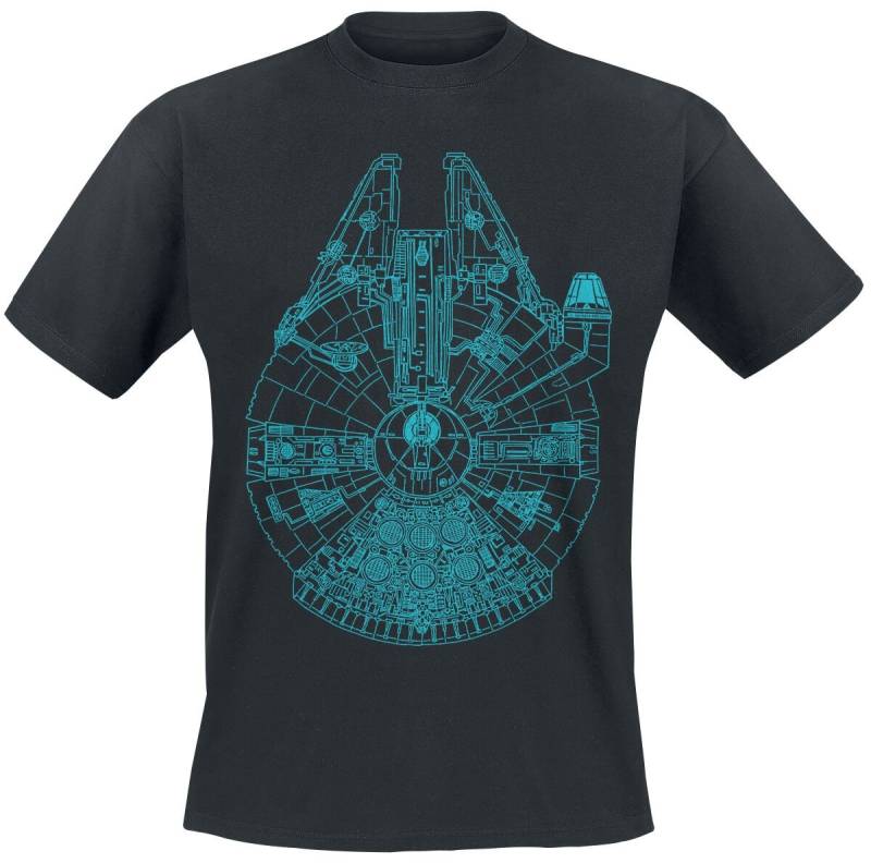 Star Wars Millenium Falcon Blueprint T-Shirt schwarz in XXL von Star Wars