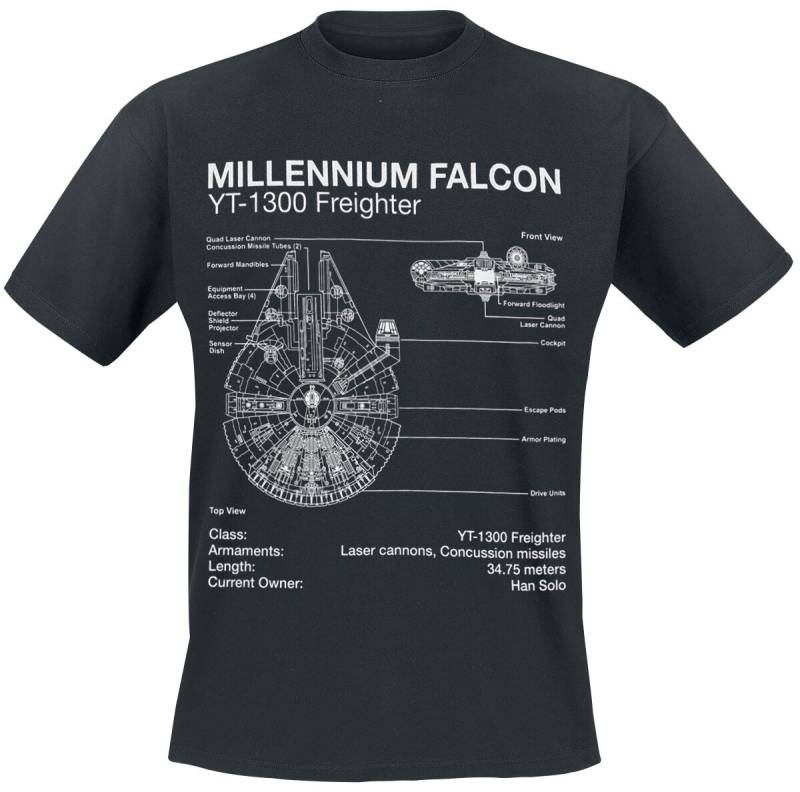 Star Wars Millenium Falcon Sketch T-Shirt schwarz in XL von Star Wars