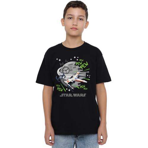 Star Wars Pew Pew Xwing Unisex Kids T Shirt, Black, 9-10 Years von Star Wars