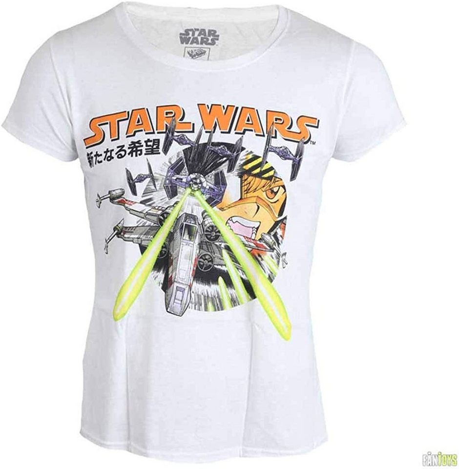 Star Wars Print-Shirt STAR WARS T-Shirt Weiß Damen KInder Jungen + Mädchen Manga X-Wing Größen S M L XL XXL von Star Wars