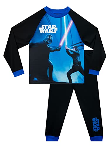 Star Wars Pyjamas | Langarm Luke Skywalker vs. Darth Vader Pyjamas für Kinder | Blau |122 |Offizielle Merchandising-Artikel von Star Wars