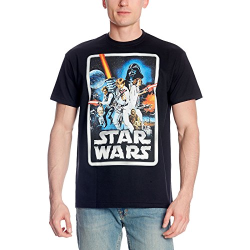 Star Wars Elbenwald T-Shirt Retro Movie Poster Frontprint für Herren schwarz - M von Star Wars