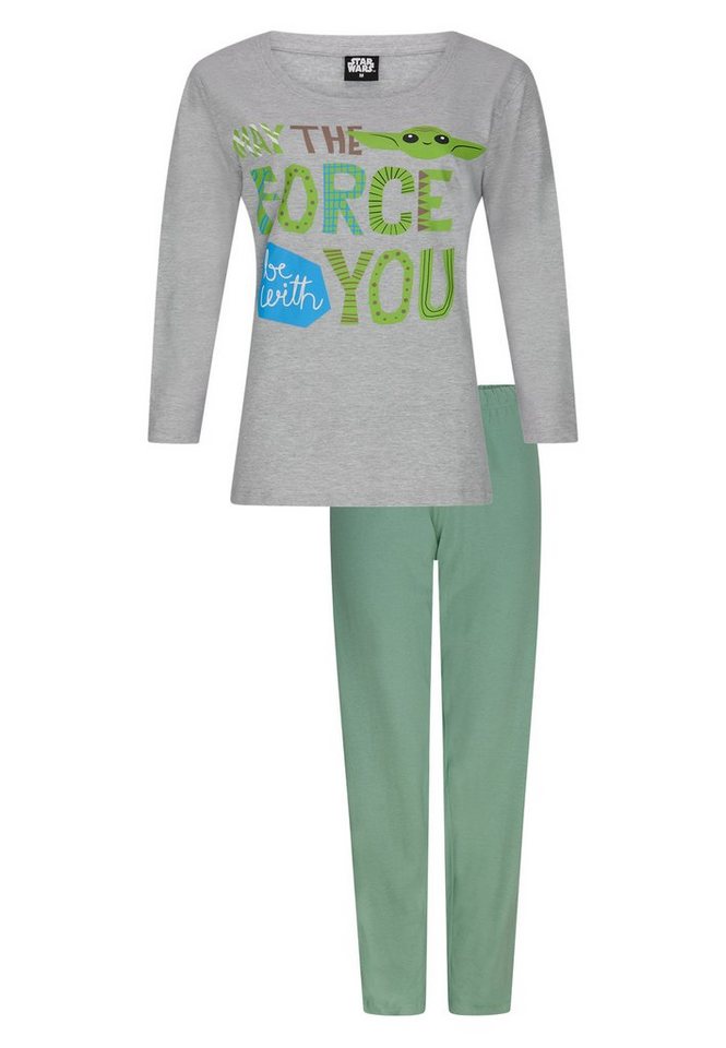 Star Wars Schlafanzug Star Wars Yoda Damen Lang Pyjama-Set Langarm-Shirt mit Schlafhose (2 tlg) von Star Wars