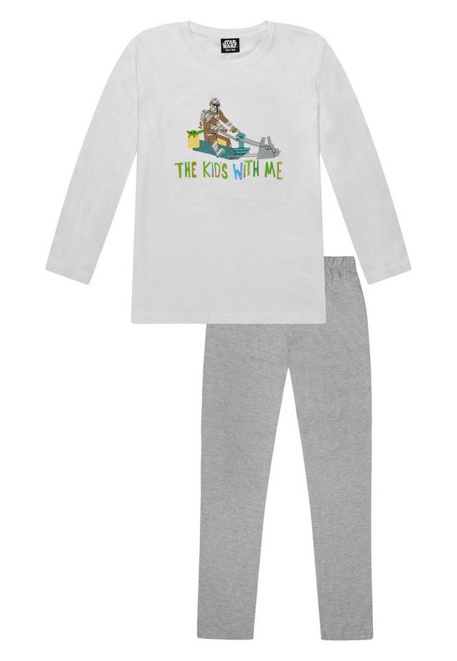 Star Wars Schlafanzug Yoda Mando Kinder Jungen Pyjama langarm Nachtwäsche (2 tlg) von Star Wars