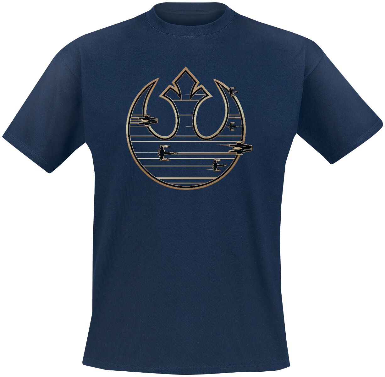 Star Wars T-Shirt - Gold Rebel Logo - L bis XL - für Männer - Größe L - blau  - Lizenzierter Fanartikel von Star Wars