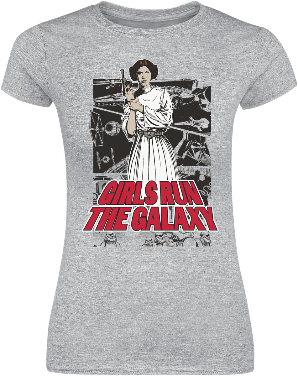 Star Wars T-Shirt - Leia - Comic - S bis XXL - für Damen - Größe M - grau  - Lizenzierter Fanartikel von Star Wars
