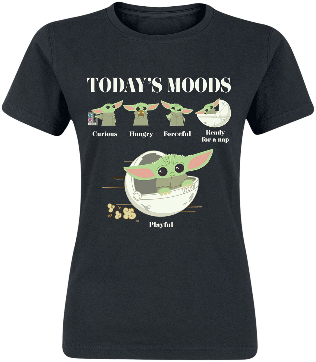 Star Wars T-Shirt - The Mandalorian - Grogu - Moods - L bis XXL - für Damen - Größe XL - schwarz  - Lizenzierter Fanartikel von Star Wars